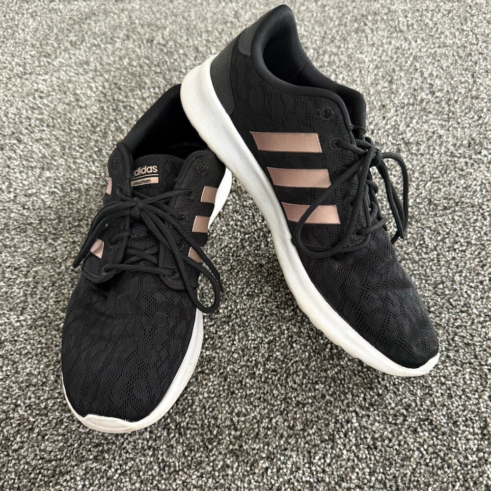 Adidas Cloudfoam QT Racer Women's Running Shoes Black Rose Gold Size 9.5